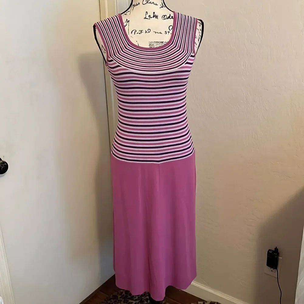 Anthropologie Isabella Bird Purple Stripe Dress Feminine Boho Casual